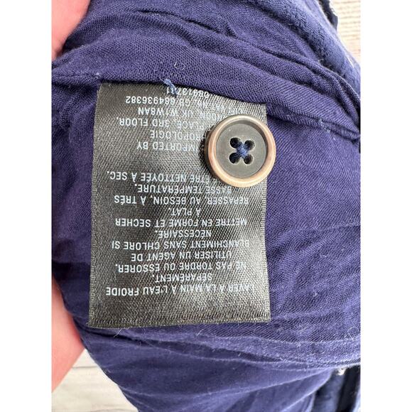 Ett:Twa Anthropologie Button Up Romper Women's Large Navy Blue Sanddollar Print - Picture 6 of 10